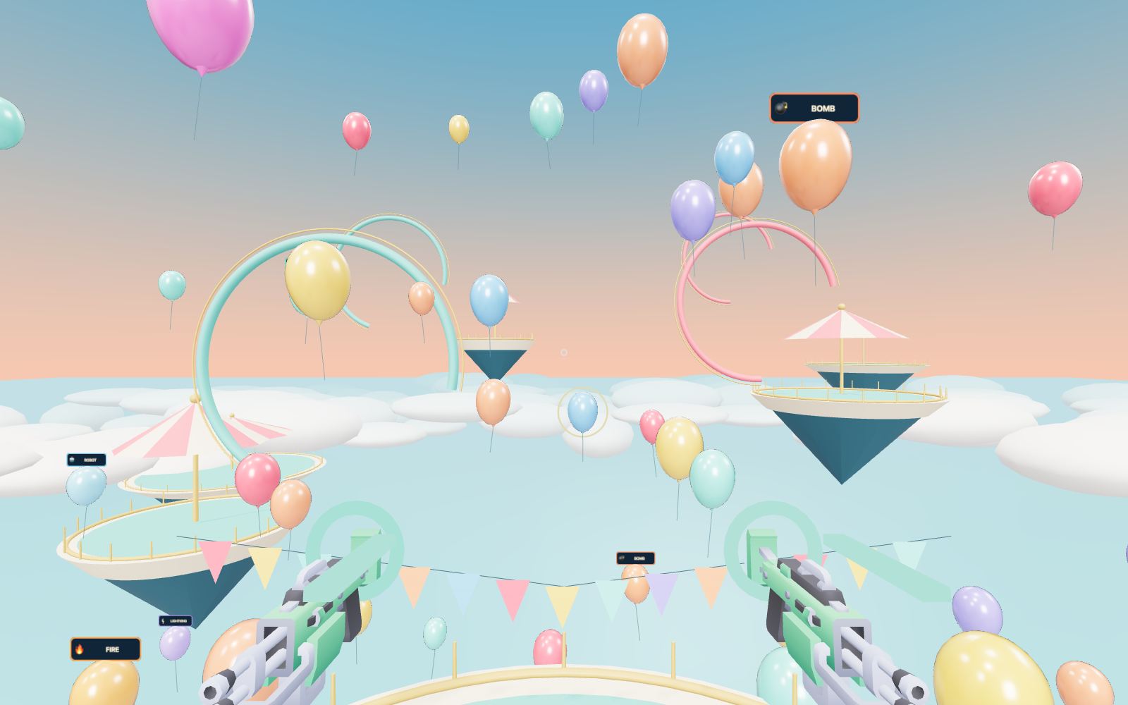 Glossy balloons and floating carnival terraces in Balloon Thunderdome